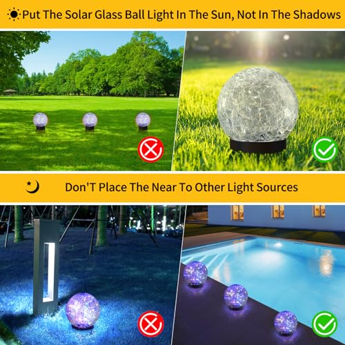 JKIMK Solar Globe Lights Outdoor Waterproof-Solar Balls for Garden-Cracked Glass Ball Solar Lights Outdoor-Solar Orbs for Outside-Outdoor Decorations for Patio and Yard Lawn Backyard Decor - color: Multicolor, size: 4 Globes