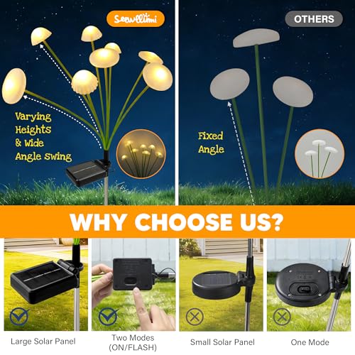 Solar Garden Lights Outdoor, 4Pack Solar Lights Garden Decor, Swaying Mushroom Lights Waterproof for Yard, Patio,Pathway Decoration,Gifts for Women,Mom(Warm White) - size: 4 Pack