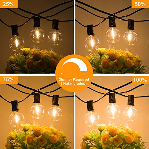 Bosceos 150FT Outdoor G40 LED Globe String Lights Dimmable Waterproof Shatterproof Light Strings with 75 Bulbs Connectable Commercial Hanging Lights for Christmas Patio House Backyard Balcony Party - color: Black, size: 150FT-Warm White