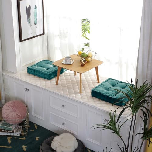 vctops Square Solid Color Velvet Seat Cushion with Handle Tufted Thicken Chair Pad Tatami Floor Pillow Cushion 16.5"x16.5"x4" Blue - color: Blue