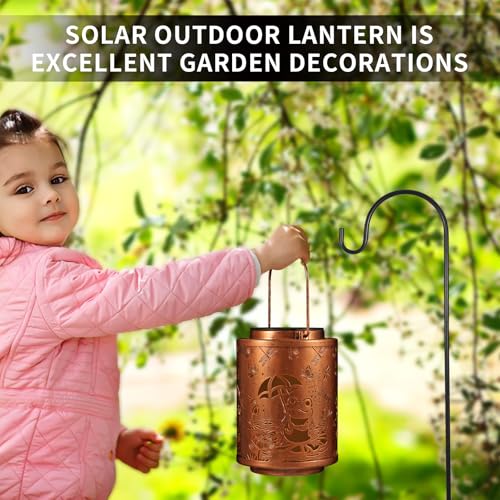 Solar Lanterns Garden Decor Birthday Gifts for Women Mon Grandma Metal Hanging Solar Lights Waterproof Outdoor Decoration for Outside LED Lanterns for Yard Patio Lawn (Frogs) - style: Frogs