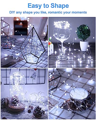 20 Pack Fairy Lights Battery Operated 3.3ft 20 LED Mini String Twinkle Copper Wire Firefly Starry for Mason Jars Wedding Party Christmas Centerpiece Table Decorations, Cool White - color: Cool White