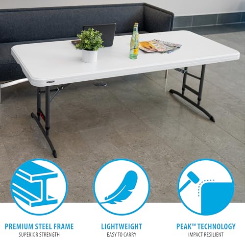 Lifetime 6-Foot Adjustable Height Nesting Table, Commercial, White Granite