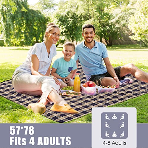 G GOOD GAIN Waterproof Picnic Blanket Portable with Carry Strap for Beach Mat or Family Outdoor Camping Party (Brown) - color: Slate