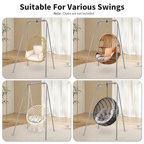 Hammock Chair Stand, Heavy-Duty A-Frame Metal Swing Stand for Indoor and Outdoor, Suitable for Most Hanging Chairs, Easy to Assemble & Store, Hammock Chair not Included (Gray)