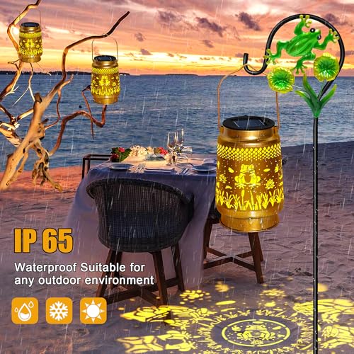 2 Packs Frog Solar Lanterns Outdoor Waterproof with Shepherd Hook,Christmas Decorations Birthday Gifts for Women Mom Grandma,Hanging Solar Lights,Cute Frog Decor for Yard,Patio,Lawn,Garden Accessories - style: 2 packs solar frog lanterns