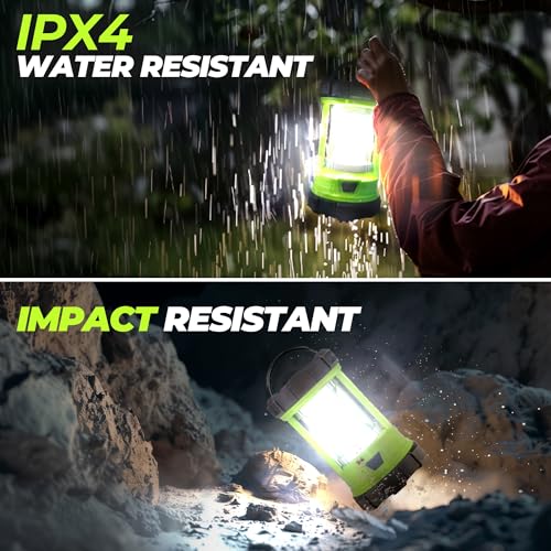 Camping Lantern 3000LM, LED Lanterns for Power Outages with 4400mAh Phone Charger, Impact-Resistant Rechargeable Lantern, 5 Light Modes Waterproof Lantern for Hurricane Emergency(Pale Green) - style: 1-Pale Green
