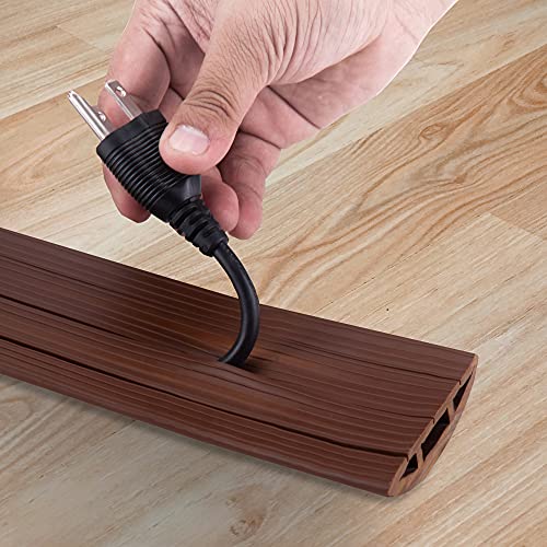 4-Foot Cord Cover - Floor Cable Management Kit for Indoor or Outdoor Use - 3-Channel Cable Raceway for Sidewalks or Walkways by Simple Cord (Brown)