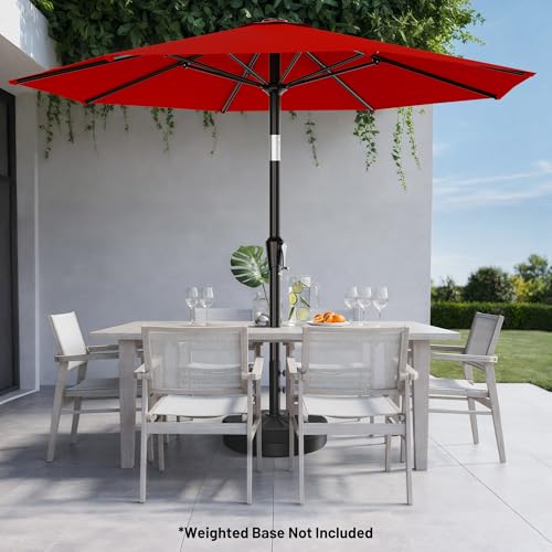 AreShark 10 FT Outdoor Patio Umbrella, Patio Table Umbrella with Push Button Tilt and Crank, Outdoor Patio Umbrellas with 8 Fiberglass Ribs, Patio Umbrellas for Market, Garden, Pool (Red) - color: Red