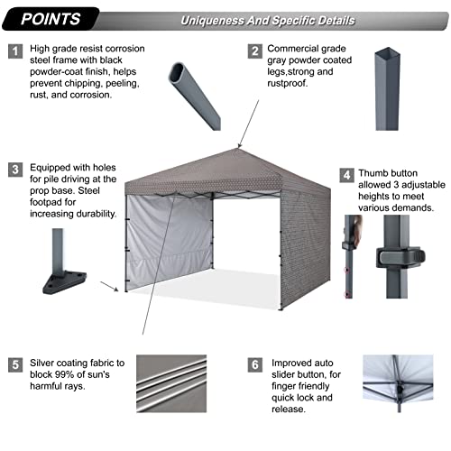 ABCCANOPY Easy Pop up Canopy Tent with 2 Sidewalls for Outdoor Sun Blocking or Rain Protection,10x10, Flower - color: Flower, size: 10x10