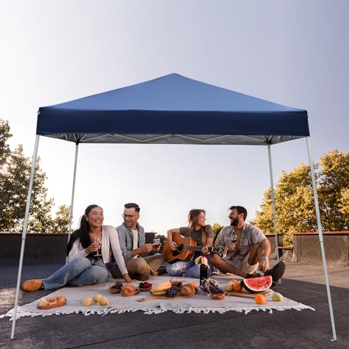 Outvita Canopy 10'x10' Pop Up Commercial Instant Gazebo Tent, Waterproof & UV Protection Canopy Tent with Slant Legs for Party Wedding Birthday BBQ Events - style: 10x10-blue