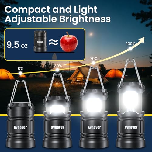 4-Pack Portable Camping Lanterns,LED Battery Powered Lights Tent Lamp Magnetic Base,Hanging Hook,Collapsible, Waterproof for Emergency, Hiking,Hurricane,Campsites,Lanterns for Power Outages - style: Battery Not Included（4-Pack）