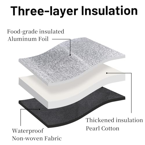 Bodaon Insulated Food Delivery Bag With Hard Bottom, XL Pizza Cooler Bags, Rideshare Delivery Bag, Thermal Cold/Hot Styrofoam Carrier for Travel/Shopping/Catering/Car - color: Black, size: X-Large（30L）