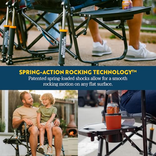 GCI Outdoor Freestyle Rocker Portable Folding Rocking Chair, Outdoor Camping Chair with Side Table - color: Heathered Pewter, style: Freestyle Rocker W/ Side Table
