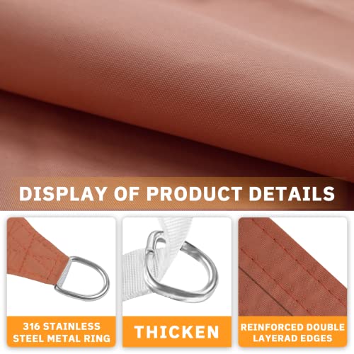 Amagenix Waterproof Sun Shade Sail 8'x10' Rust Red Shade Canopy Curved Edge 95% UV Blocking Awning Shelter for Outdoor Patio Backyard Garden Activities,Customized - color: Rust Red, size: 0 8' X 1 0', style: Waterproof Rectangular