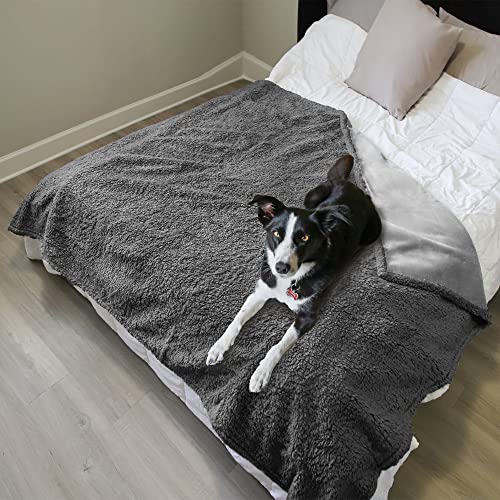 Kritter Planet Waterproof Bed Blanket for Couples, Washable Stain Proof Pad Bed Cover, Reversible Leakproof Protector, Liquid Pee Proof Blanket for Couch Sofa, 80x90 inch, King Size - color: Grey/Charcoal Grey, size: 90"x80"