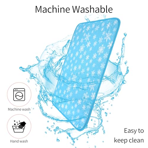 DELIFUR Cat Cooling Mat- Pet Cooling Mat Outdoor for Dogs Self Cooling Pad for Kitten Cat Puppy Machine Washable (Medium, Blue Snowflake) - color: Blue Snowflake, size: M: 27.5" x 19.5"