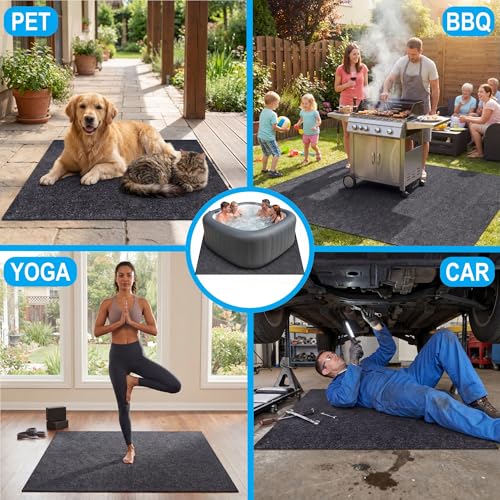 Upgraded 80 * 80 inch Round Hot Tub Mat, Extra Large Inflatable Hot Tub Pad Outdoor Indoor, Waterproof Slip-Proof Backing, Absorbent Spa Pool Ground Base Flooring Protector Mat - size: 80 inch round