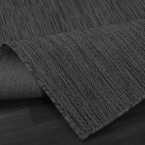Beverly Rug Indoor Outdoor Rug 8x10, Washable Outside Carpet for Patio, Deck, Porch, Solid Modern Area Rug, Water Resistant, Dark Gray - color: Solid - Dark Gray, size: 8' x 10' (Rectangular)