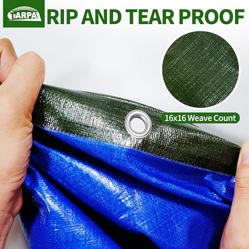 TARPAL Tarp 14x20FT Heavy Duty Waterproof Tarp 16mil Thick Tarps with Metal Grommets Every 17.7" UV Protection&Tear -Resistant Cover for Firewood,Roof,Pool,Car,RV&Outdoor Furniture（Green/Blue） - color: Green/Blue, size: 14x20 Feet-Finished size
