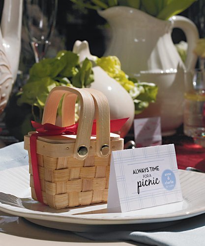 Weddingstar Miniature Woven Picnic Basket Favor - Set of 6