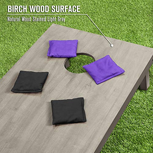 GoSports 4 ft x 2 ft Regulation Size Wooden Cornhole Boards Set - Includes Carrying Case and Bean Bags (Choose Your Colors) Over 100 Color Combinations - color: Black & Purple