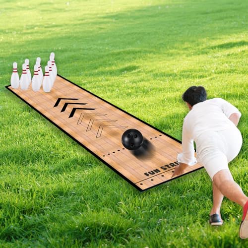 Mini Bowling Set Bowling Alley & Lane Games Indoor Outdoor Home Bowling Set Bowling Pins & Ball Set for Backyard, Lawn, Party Games