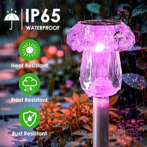 Mancra 8 Pack Mushroom Solar Pathway Lights, Color Changing LED Solar Outdoor Lights Waterproof, Dusk to Dawn Auto On/Off Garden Decor for Yard Landscape Walkway - color: Color Changing