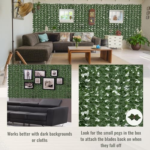 Artificial Ivy Privacy Fence Screen:120 "x 40" (34 Sqft) Anti-Ultraviolet Artificial Hedge Grass Wall, Used for Indoor and Outdoor Green Background, Garden Greening Decoration - color: Ivy vines, size: 40"x120"