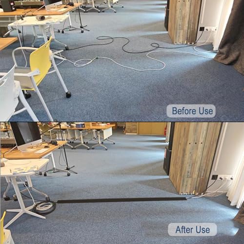 Floor Cable Covers,20 Feet Cord Cover Wire Protector Cable Cover Wire Storage Cover Used to Protect The Cable and Prevent Tripping Over The Cords (Black) - color: 20 Feet-Black