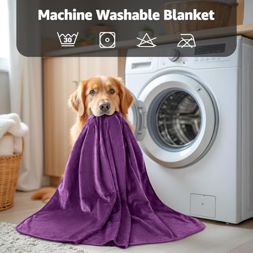 LOOBANI Waterproof Dog Blanket for Bed: Spill-Proof Puppy Blankets for Small Medium Dogs Washable, Reversible Soft Flannel Pet Throw for Couch Sofa Cover, Travel, Camping, 30" x 40", Purple - color: Purple, size: 30" x 40"