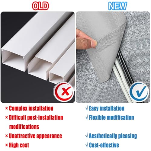 Floor Cable Covers,20 Feet Cord Cover Wire Protector Cable Wire Storage Cover Used to Protect The Cable and Prevent Tripping Over The Cords (Gray) - color: 20 Feet-Gray