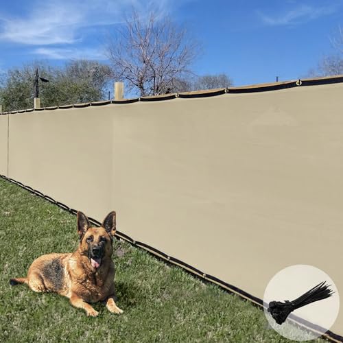 E&K Sunrise 5' x 30' Privacy Fence Screen with Grommets, Outdoor Windscreen Fence Covering Privacy Screen UV Blockage for Backyard Garden Patio, Zip Ties Included (Beige) - color: Beige, size: 0 5' X 30'