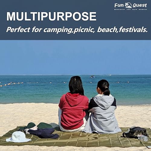 Picnic Blanket Waterproof – Packable Sand Proof Beach Blanket (0.42lb/0.66lb), Compact & Foldable, Fits in Pocket with Integrated Stakes, Ideal for Camping, Hiking, Travel, Concert, Festival - size: Military Green Burger 82.68" x 59.06"