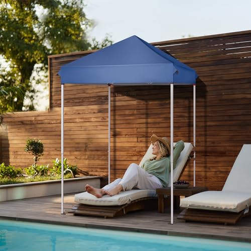 Outvita 5x5 Pop Up Canopy Tent, Ez Up Outdoor Canopy Tent Instant Shelter with Carry Bag Straight Legs Patio Balcony Porch Backyard Garden - style: 5x5-blue