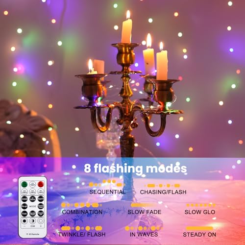 HXWEIYE 300LED Fairy Curtain Lights, 9.8x9.8Ft USB Plug-in 8 Modes Christmas String Hanging Lights with Remote for Bedroom Backdrop Wedding Indoor Wall Decor, Multicolor, Standard – 1 Pack - color: Multicolor, size: Standard – 1 Pack