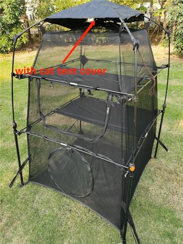 Portable Pop Up Pet Cat Tents Enclosures for Outside Patio - color: Black-Cat Tower House