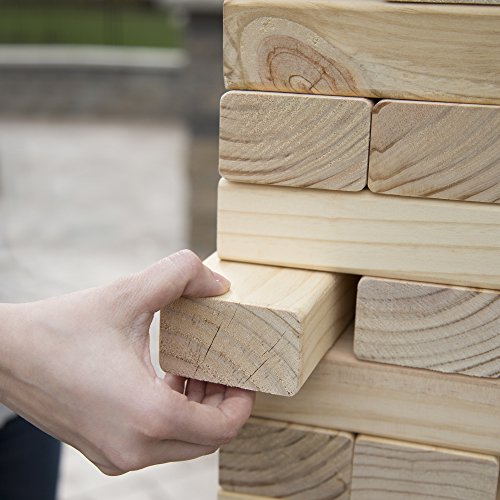 HEY! PLAY! Classic Giant Wooden Blocks Tower Stacking Game, Outdoors Yard Game, for Adults, Kids, Boys and Girls