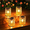 KOOPER Solar Lantern Outdoor Lights, 4 Pack Bright Hanging Solar Lanterns Outdoor Waterproof with Handle, Decoration Rattan Lanterns for Outside Hanging Garden Patio Yard Porch Trees Lawn Pathway Gift - style: 4 Pack