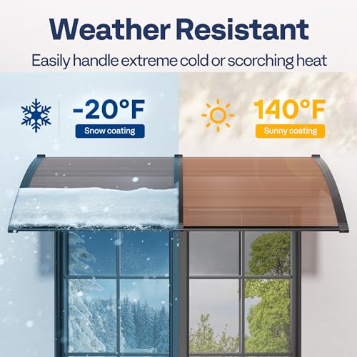 VIVOHOME Polycarbonate Window Door Awning Canopy Brown with Black Bracket 40 Inch x 120 Inch - color: Brown, size: 40 Inch X 120 Inch