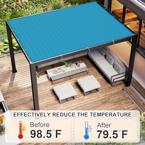 Cool Area Sun Shade Cloth with Grommets 6x8 FT Shade Panel Shade Tarp Screen Fabic for Outdoor Patio Pergola Cover Deck Garden, Turquoise Blue - color: Turquoise Blue, size: 0 6'X0 8'