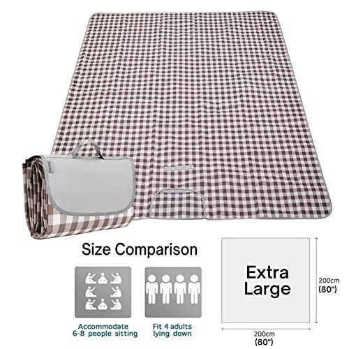 K Y KANGYUN Outdoor Picnic Blanket 80" x 80", Extra Large Beach Blanket, Foldable Lightweight Waterproof Sand Mat, Picnic Blanket for Beach Camping Hiking Park Patio (Brown, 80x80 inch) - color: Brown, size: 6'8" x 6'8"