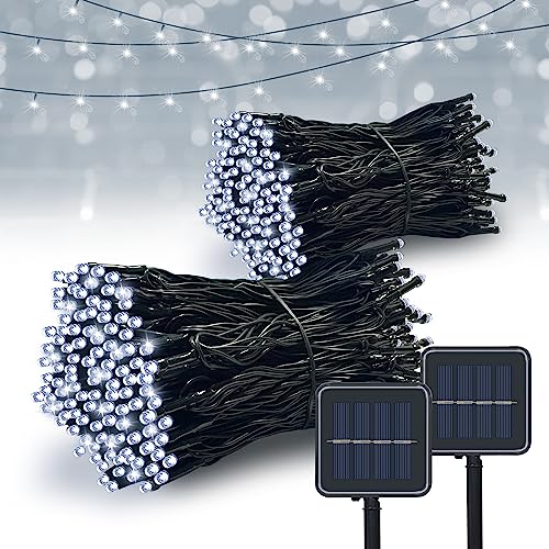 Vimorg Solar String Lights Outdoor, 2 Pack 79FT 200 LED Waterproof Solar Christmas Lights with 8 Lighting Modes for Tree Yard Garden Party Xmas Decorations - color: 100Cool White