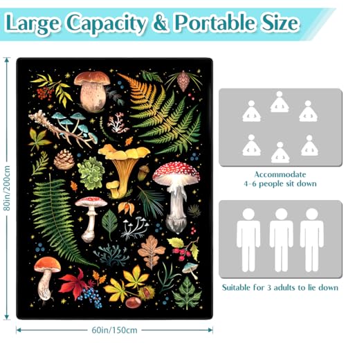 Mushroom Picnic Blankets Waterproof Foldable, 60″X80″Thick Three Layer Picnic Mat Outdoor Blanket for Grass,Cute Beach Blanket Sandproof Picnic Accessories for Camping Party Park Hiking - color: A08, size: 5' X 6'8" (Rectangular)