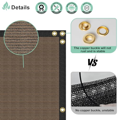 SunnyRoyal 6' x 1' Brown Privacy Fence Screen Heavy Duty Windscreen Mesh Fencing Shade Fabric with Brass Grommets for Outdoor Fence Garden Patio Swimming Pool - color: Brown, size: 6' x 1'