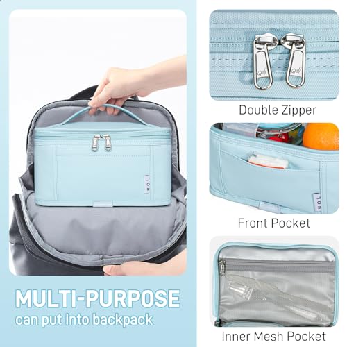NOL Natural Organic Lifestyle Small Lunch Bag Mini Lunch Box Insulated Lunch Bag for Men/Women Leakproof Cooler Tote Bag Lightweight Nylon Waterproof Lunch Box For Work, Light blue - color: Light Blue, size: Medium(5 Liters)