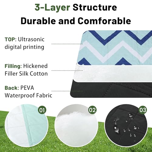 Dimatic Cute Picnic Blankets 78"x78" Extra Large Beach Blankets Waterproof Sand Proof Foldable Portable for Outdoor Family Camping - color: Sea Wave