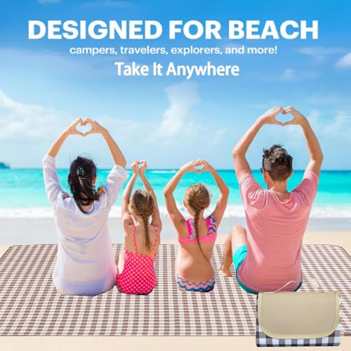K Y KANGYUN Extra Large Picnic Blanket Outdoor Beach Blankets, Water-Resistant Foldable Sandproof Blankets Cute Picnic Mat for Beach, Camping Grass Lawn Park Mats (Brown 2, 80x60 in) - color: Brown, size: 5' x 6'8"