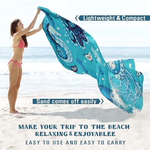Famstar Beach Blanket Sandproof Waterproof 78''×81''1-5Adults Oversized,Compact Lightweight Durable Beach Mat for Travel Camping Hiking Picnic Blanket - color: Ocean Park, size: 78''×81''