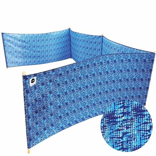 erda Tide Dye Pro Beach Recycled Polyester Rip-Stop 20 ft Lightweight Windscreen, Privacy Screen, Wind Blocker, Free Matching Shoulder Bag (NEW Mahogany Wood Poles)